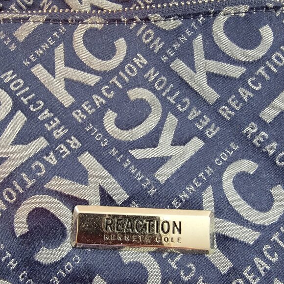 Kenneth Cole Reaction Blue & Gray Signature Logo Crossbody Purse/Bag Sling - Picture 4 of 16